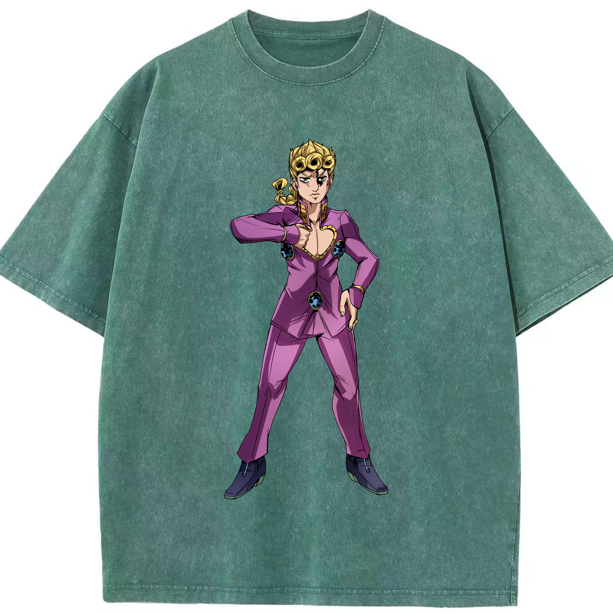 （画像用） ジョジョの奇妙な冒険 ジョルノ?ジョバァーナ JoJo's Bizarre Adventure Giorno Giovanna 綿100% ヴィンテージ風 半袖Tシャツ（フロントプリント）